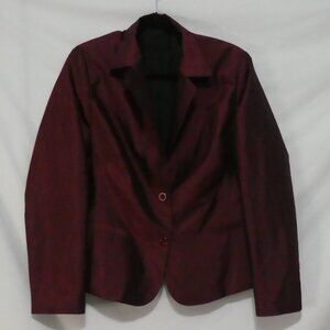 Women's Shiny Formal Burgundy Blazer - Suit Jacket | Faux Pockets | medium